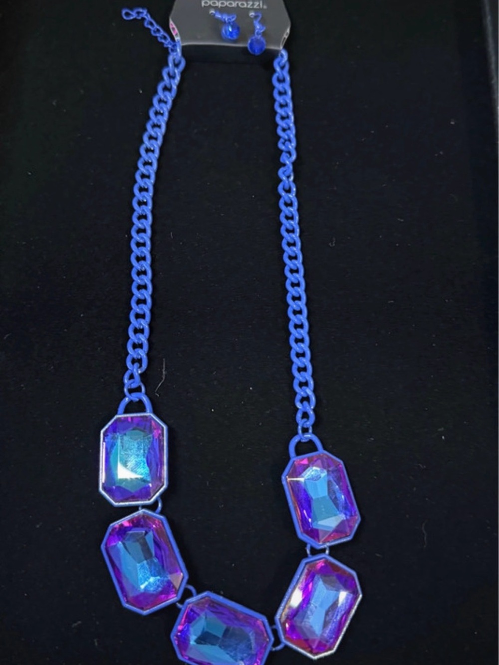 paparazzi Blue and Purple Iridescent Statement Necklace